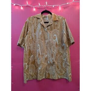 Vintage 70s Maternity Blouse with Pockets. Abstract Print XL